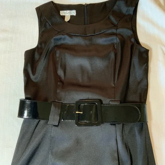 Sold…Black Satin Belted Dress - Picture 5 of 7